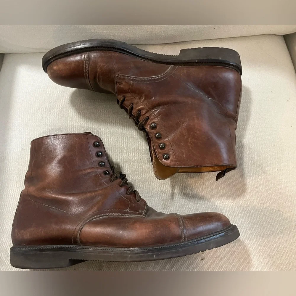 Peter Huber Brown Leather Lace Up Cap Toe Chukka Boots Dress Shoes Size 10